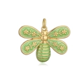 Exquisite gold-plated bee pendant with green enamel wings and tiny floral details - Green Bee Pendant
