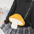 Quirky yellow mushroom shaped PU leather crossbody bag with silver chain strap for women - Yellow