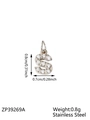 Silver stainless steel S-letter pendant with micro-pave crystals measuring 0.8cm - Letter S / Steel