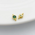 14K gold filled round bezel green zircon charm for DIY handmade jewelry crafts - Double Loop 4*8mm / Green