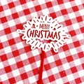 Close-up of red acrylic Merry Christmas cake topper with festive hollow letters - Light Ray Red White Double Layer Merry Christmas