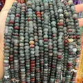 Polished natural abacus stone beads in mixed colors for DIY jewelry crafting - 5*8mm 1 Strand (Approx 70pcs) / African Bloodstone