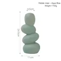 Minimalist pebble-shaped stack ceramic vase in lake blue finish, 24.5cm height - Pebble Vase 2090 - Lake Blue