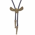 Verstellbare Bolo-Krawatte mit Bronze-Adler, schwarzem Lederseil und verzierten Enden - Takahashi-Adler Bronze