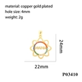 Détail du pendentif cœur MAMA en cuivre plaqué or avec pierres de zircone colorées - MAMA d'Or-P03410