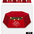 Rode buffelruit kerstboomrok met gouden Merry Christmas print en hexagon vorm - Stijl 02 (Rood Zwart Plaid/Gouden Den)