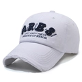 White distressed baseball cap with blue Aries embroidery and vintage worn-out details - Adjustable / White