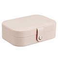 Elegant pink leather jewelry organizer with silver metal clasp closure for rings and earrings - 16*11*5cm / Pink
