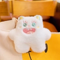 Schattige witte pluche hondenknuffel sleutelhanger voor tasdecoratie met borduur - Wit