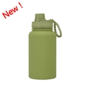650ml olive green stainless steel sports bottle with matte finish and portable handle - Matcha Green - Sport (New)