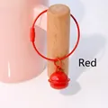 DIY red lacquer bell keychain with a sturdy steel wire loop for school bags and gifts - Red
