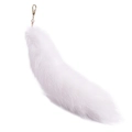 Pluffy white faux fox tail keychain accessory with gold lobster clasp and chain - 40CM / Pure White