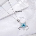 Halskette mit silbernem Sternanhänger, hellblauem Teufelsauge und weißen Zirkonia - Silber (2504)