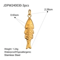 Set van 3 roestvrijstalen visvormige hangers inclusief afmetingen en specificaties - Kleine Vis Stijl (JDPW240030-3pcs)