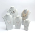 Five-piece dark grey velvet necklace bust display set for elegant jewelry presentation - Mini Size Height 19cm / Gray