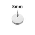 Polished silver stainless steel 8mm round coin charm pendant for DIY jewelry - Round Inner Hole (8mm) / Steel