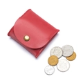 Mini red genuine leather coin purse with vintage bronze snap button and handmade stitching - Garnet Red