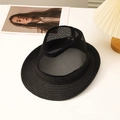 Men's black breathable mesh fedora hat with a woven brim for summer sun protection - Black