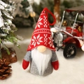 Weihnachtswichtel Plüschfigur mit roter Schneeflocken-Strickmütze und weißem Bart Deko - Stil D Leuchtender Waldzwerg (E-DD58)