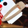 Fermaglio rettangolare dorato con strass scintillanti su cartoncino da esposizione - Clip a becco d'anatra da 8cm / Oro
