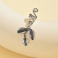 Antique silver spiral hair ring with three leaf pendants for Christmas hair styling - Style 6 (Triple Leaves)
