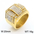 Men's hip hop gold square ring with 20mm wide iced out star and cubic zirconia - US 9 / Golden Square Style (KR1088427-MZOZ)