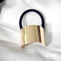 Minimalist gold-finished U-shape metal hair ring with high-elastic black rubber band - Gold Polished
