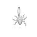 Detailed silver spider pendant with intricate metal texture on a white reflective base - 925 Silver / Platinum-Spider