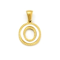 Letter O pendant in gold titanium steel with white enamel inlay and milgrain edges - Letter O (Single Pendant)