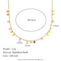 18K gold-plated stainless steel necklace with zircon disks and delicate bead chain - Zirconia Round Disc Bead Chain - Gold