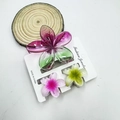 Three-piece set of frangipani hair clips with purple and pink marble gradient finishes - Transparent Red + Green Set (with Card)