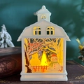 White LED Christmas lantern with snowman scene and warm light for festive decoration - White-Snowman