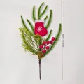 Artificial Christmas pick with red mini sock, pine needles and berries, 35cm height - Y31-Christmas Sock Pine Pick