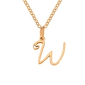 Elegant gold letter W pendant necklace with heart detail on a fine stainless steel chain - Letter W (W-Gold) / Gold