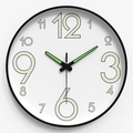 Luminous 30cm wall clock with silent quartz movement and glow-in-the-dark numbers - 12 Inch / Round Font White Dial Black Frame