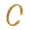Elegante bracciale a polsino intrecciato placcato oro 18K con design aperto da donna - Oro