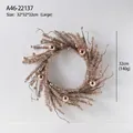Champagne gold Christmas wreath with pink and rose gold mirror balls, 32cm diameter - Champagne Gold Glitter Wreath Large