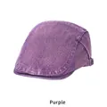 Vintage washed purple denim ivy cap with adjustable metal buckle for a retro look - One Size (54-58CM) / Purple