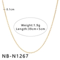 Collier minimaliste en acier inoxydable plaqué or 18K, variante chaîne de 1mm - Style de Chaîne en Métal Fine (NB-N1267)
