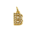 Gold-plated letter B pendant featuring sparkling crystal accents on a white background - Letter B
