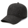 Dark grey men's thermal winter baseball cap with plush lining and sport logo detail - Leather Label Style / Gray