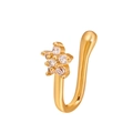 Gold-plated U-shaped clip-on nose ring featuring a sparkling star-shaped cubic zirconia design - Star & Moon Combination (G-249) / Gold