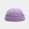 Unisex light purple corduroy docker cap with minimalist vintage texture and brimless style - Adjustable / Light Purple