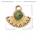 Detailed view of green natural stone pendant in gold stainless steel with 16mm dimensions - VG007