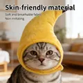 Cute banana-shaped pet hat for cats made of soft plush fabric and skin-friendly material - Banana Shape Hat