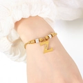 Elegante 18K vergulde titaniumstalen armband met letter Z en fonkelende zirkonia - Gouden Armband - Letter Z