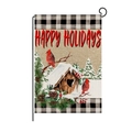 Linen Christmas garden flag featuring a cardinal, birdhouse, and Happy Holidays text - 30*45cm / Happy Holidays Cardinal (HYQ030-26)