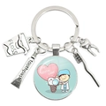 Zinc alloy dental care keychain featuring toothbrush, tooth, and floss metal charms - Dentist Care with Heart (29)