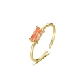 Verstellbarer S925 Silberring mit rechteckigem orangem Edelstein in Gold-Finish - Champagner