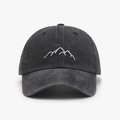 Gorra de béisbol de tela vaquera gris oscuro con bordado blanco de montañas en el frente - Ajustable / Negro
